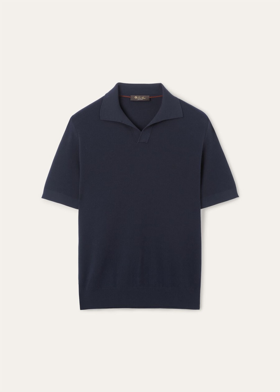 empire wish wollen poloshirt in marineblauw