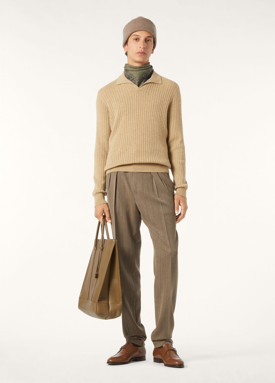 lexington baby cashmere raw honey melange polo shirt