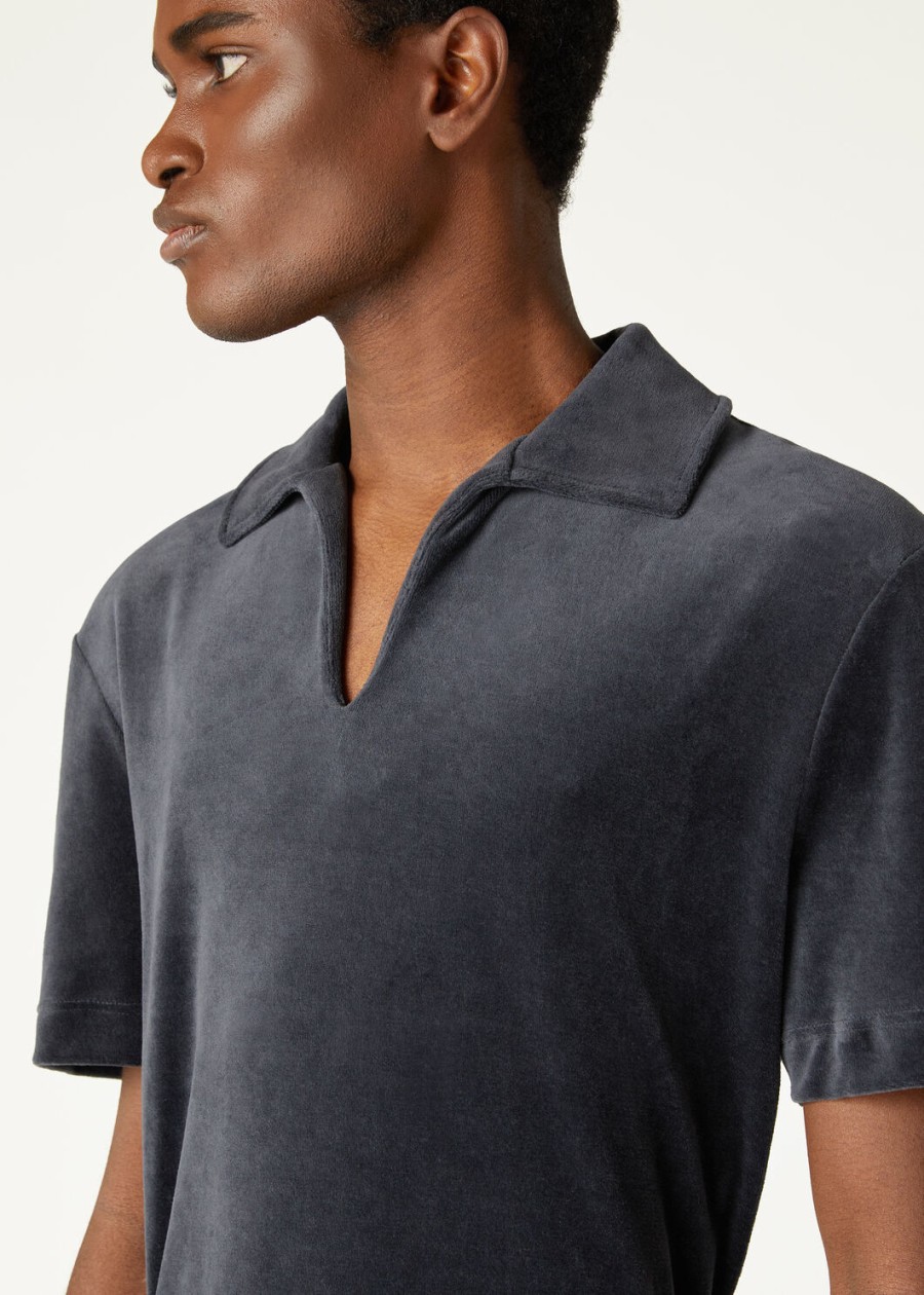 duggia polo shirt van katoen en zijde in de kleur shadowed sky
