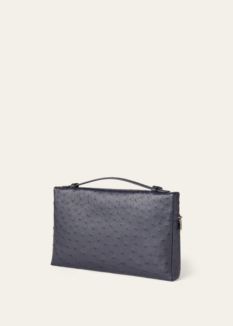 Extra hoes L29 van struisvogelleer, marineblauw/onyx
