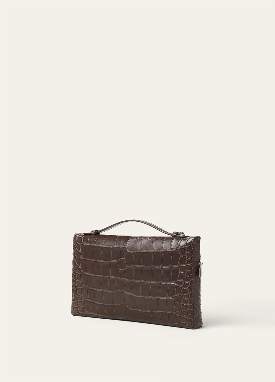 Extra hoes L29 Alligatorleer Donkere chocolade Zoethout/Onyx