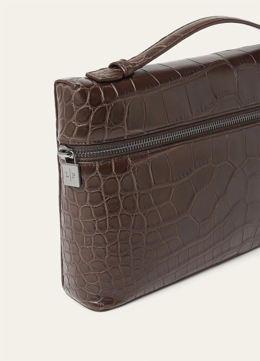 Extra hoes L29 Alligatorleer Donkere chocolade Zoethout/Onyx