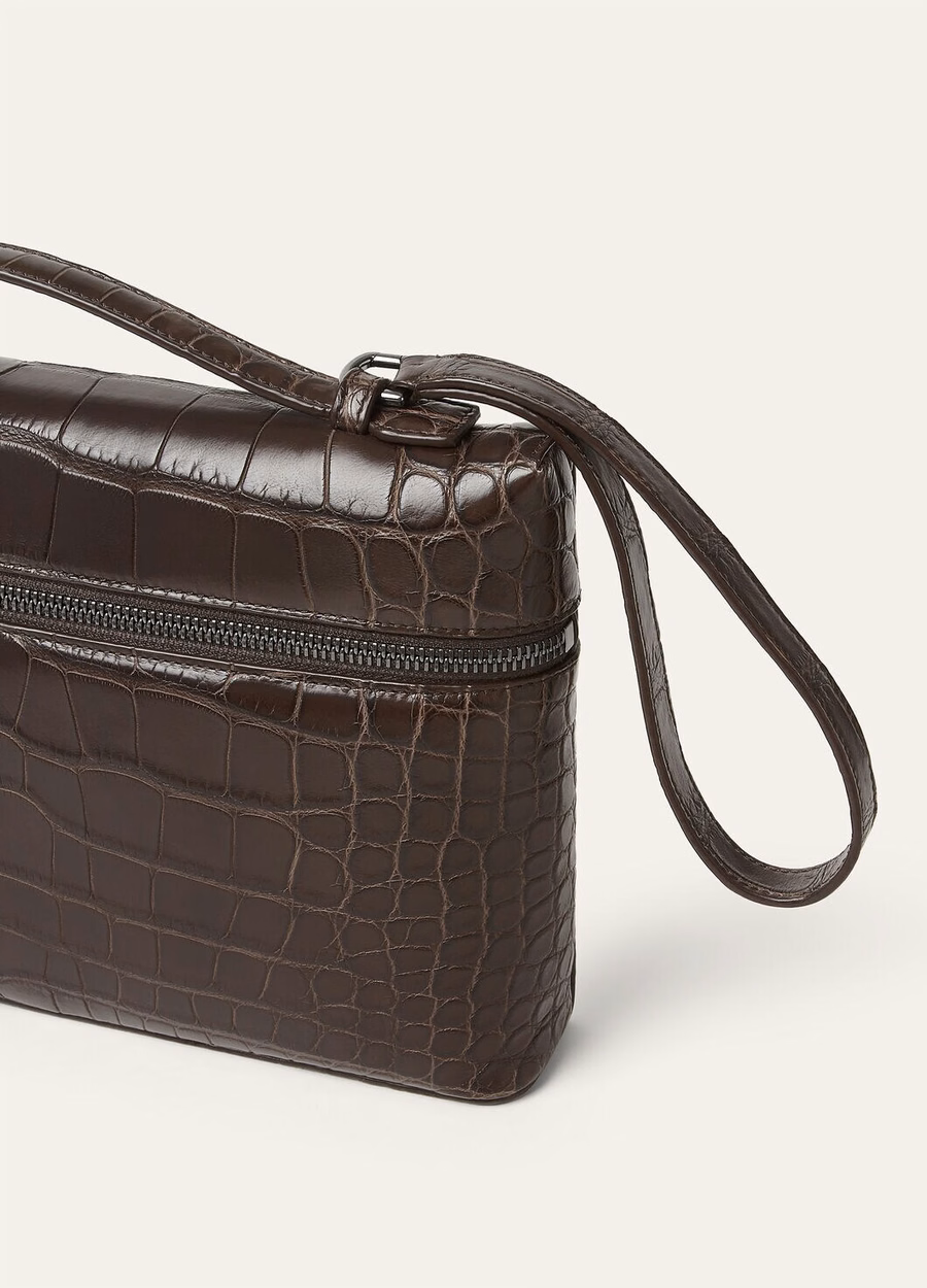 Extra hoes L29 Alligatorleer Donkere chocolade Zoethout/Onyx