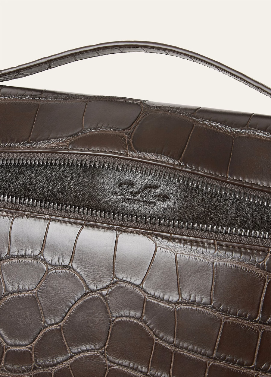 Extra hoes L29 Alligatorleer Donkere chocolade Zoethout/Onyx