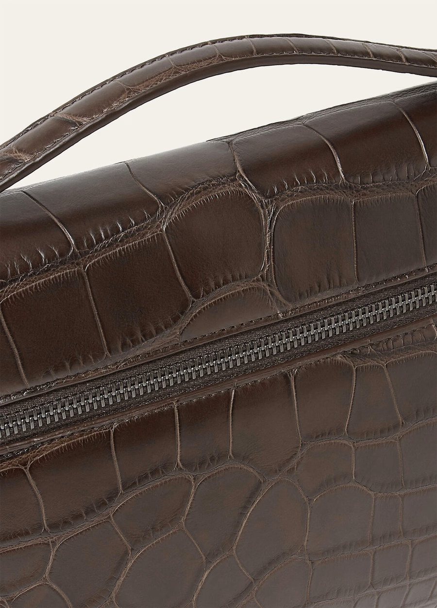 Extra hoes L29 Alligatorleer Donkere chocolade Zoethout/Onyx