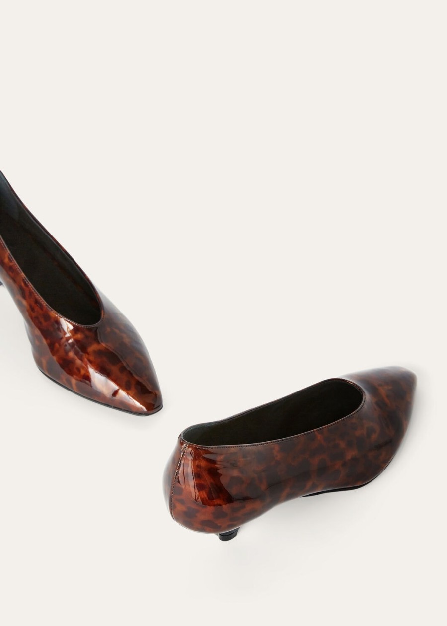 rebecca wedge pump bruin kalfsleer met dierenlak