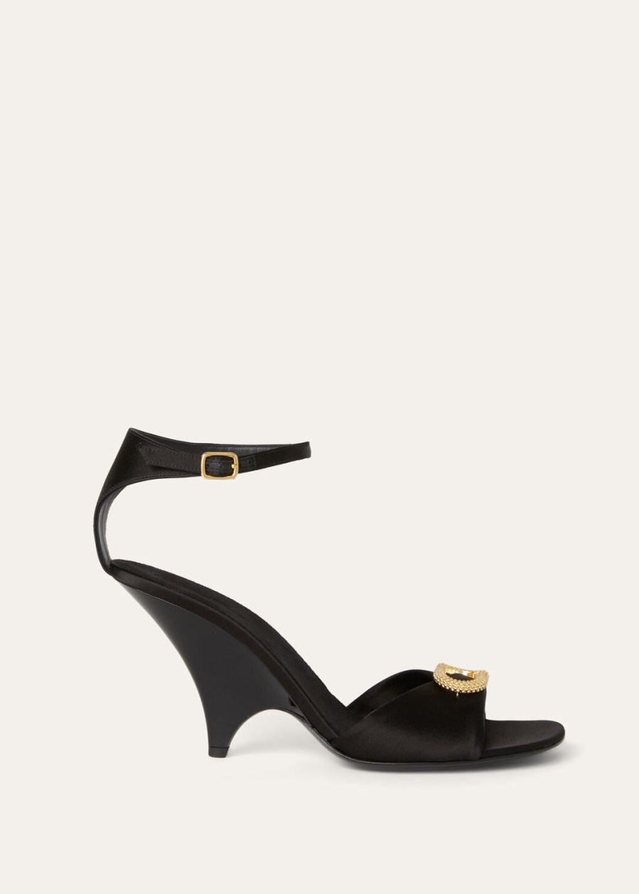 olympia sandalen met hak zijde viscose zwart
