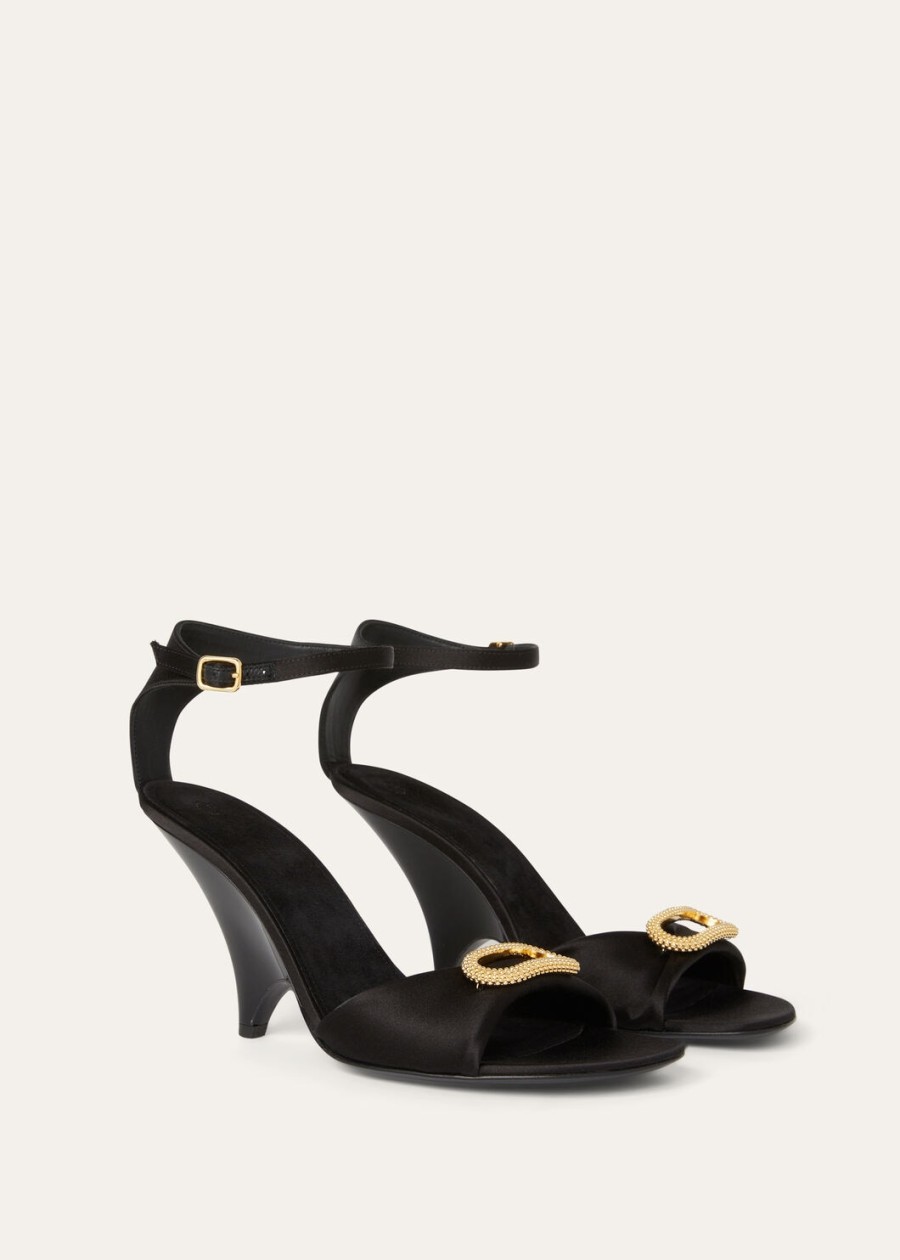 olympia sandalen met hak zijde viscose zwart