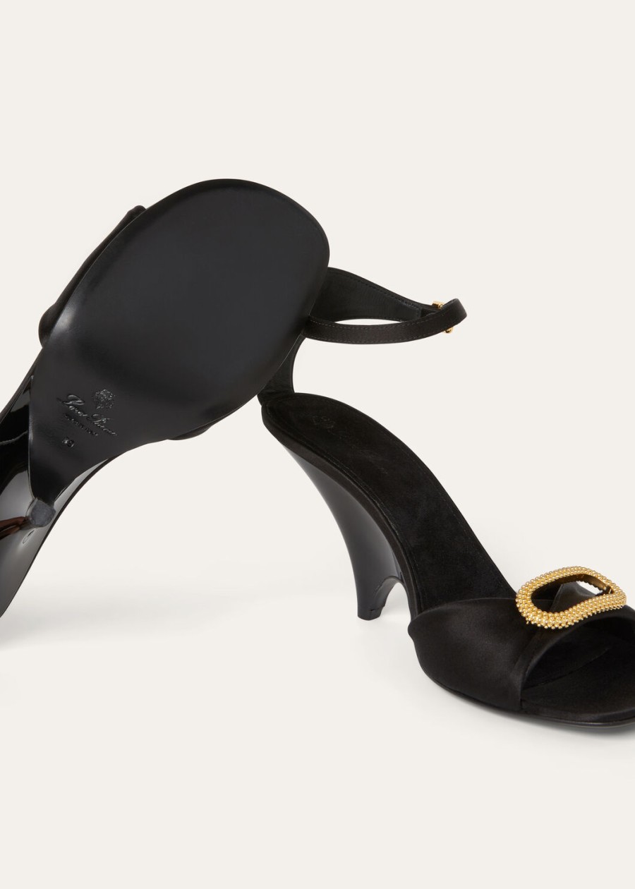 olympia sandalen met hak zijde viscose zwart