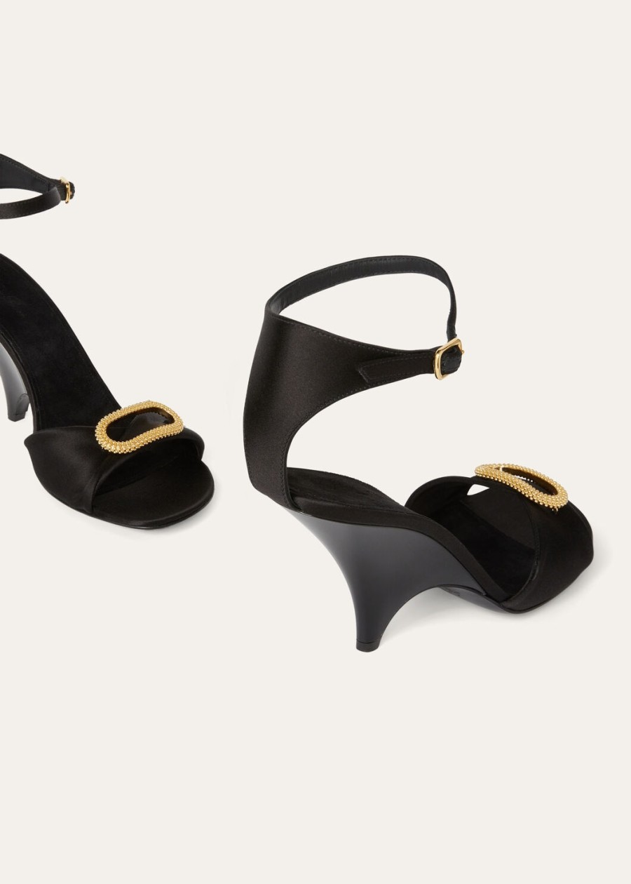 olympia sandalen met hak zijde viscose zwart