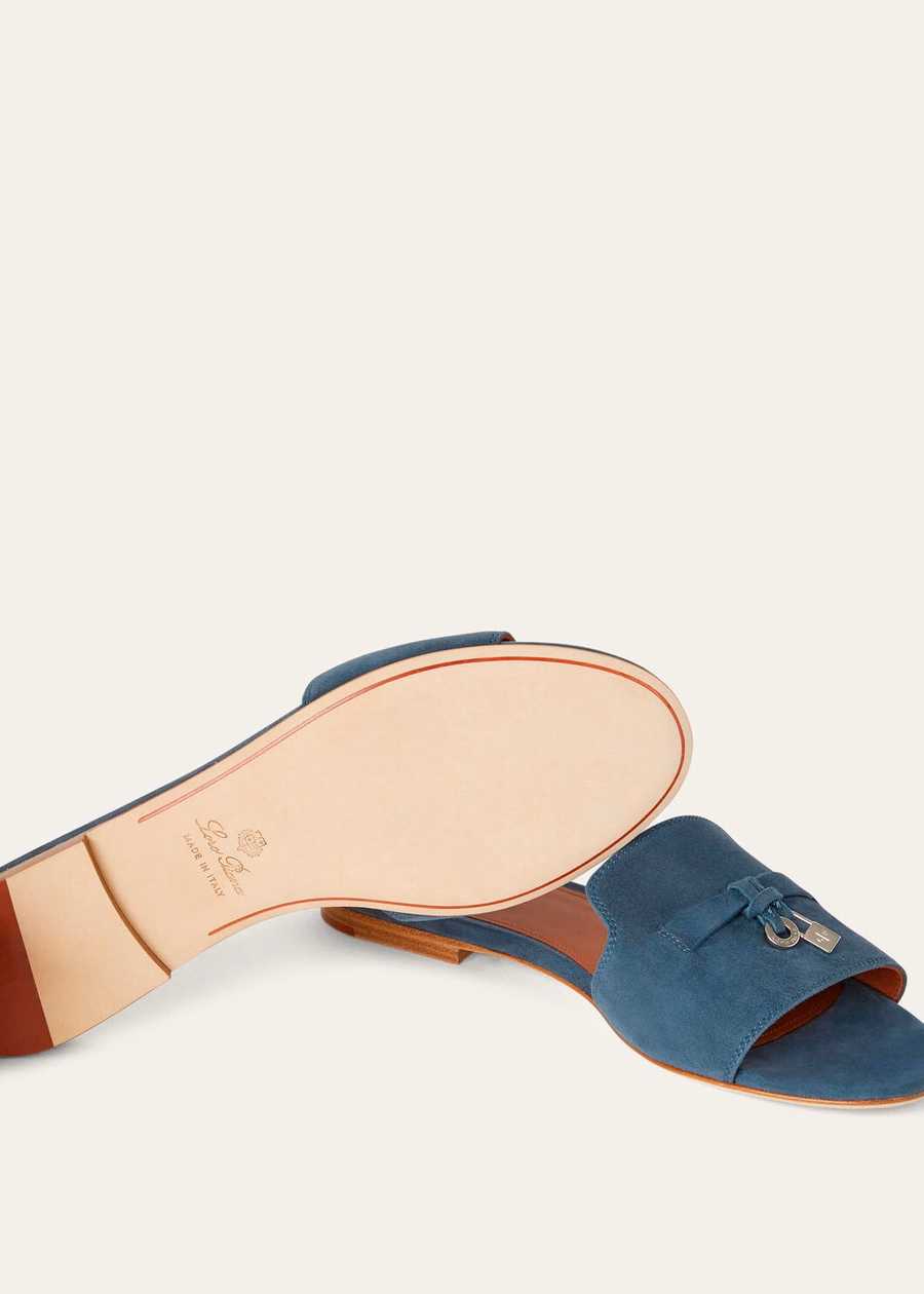 Summer Charms Suède Sandalen Geitenleren Denim