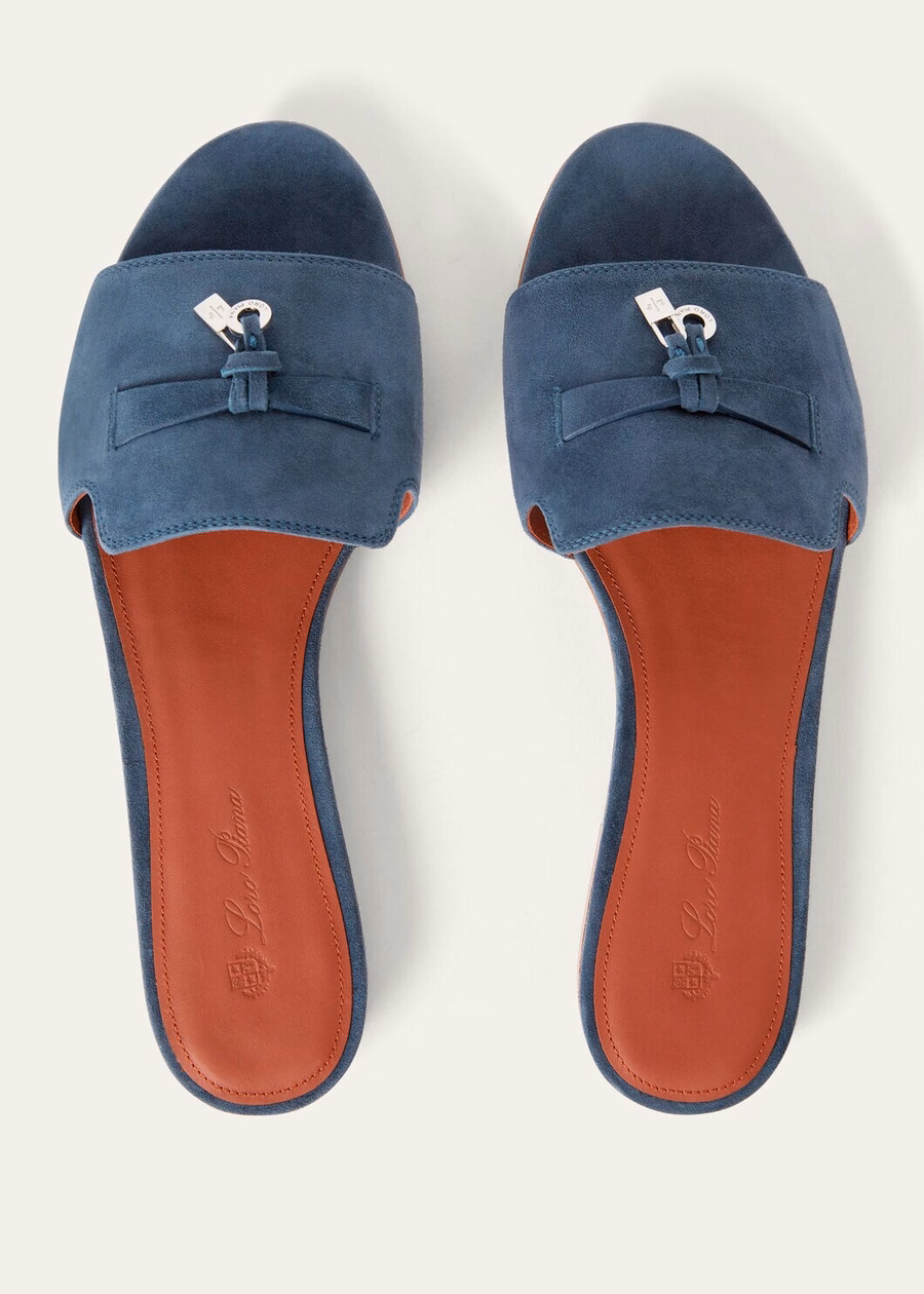 Summer Charms Suède Sandalen Geitenleren Denim