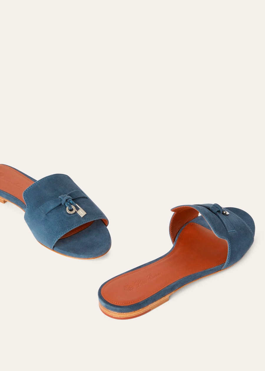 Summer Charms Suède Sandalen Geitenleren Denim