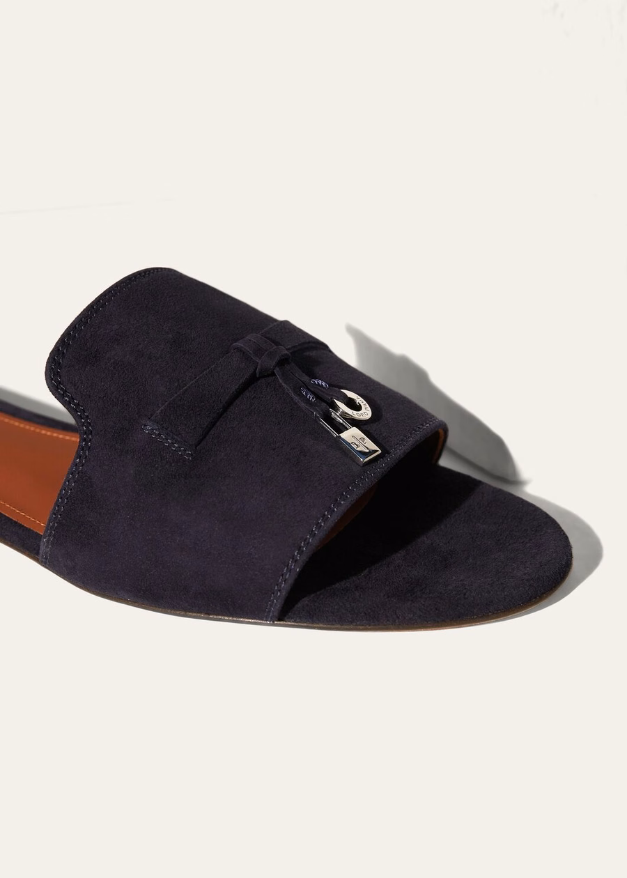 Zomerse Charms sandalen van geitenleer in marineblauw