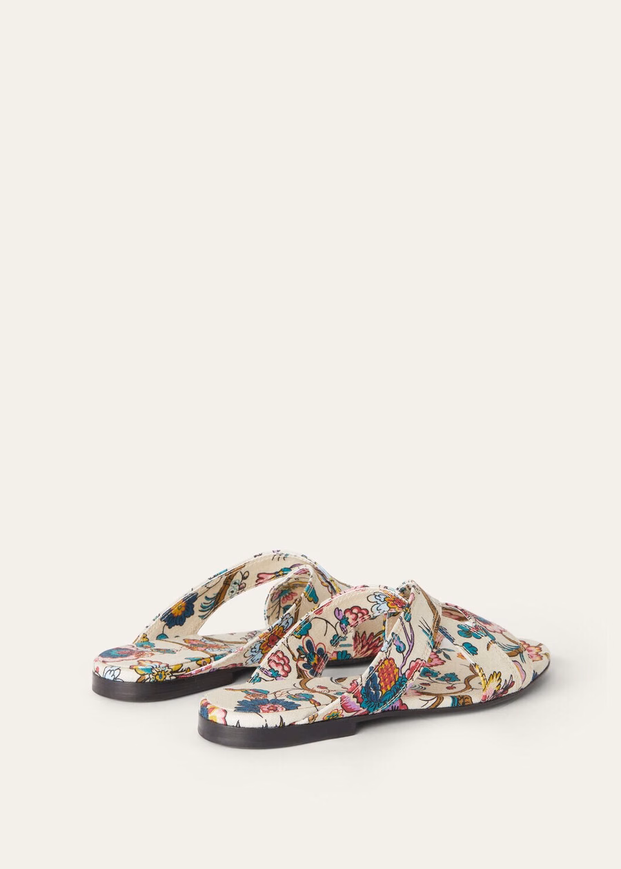 Yuki Flat Mule Linen sandelhout/impressionistisch roze/honingcrème