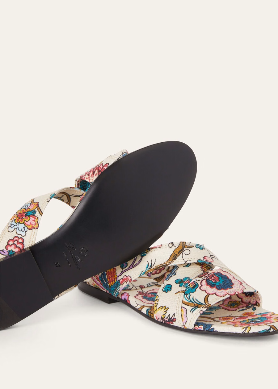 Yuki Flat Mule Linen sandelhout/impressionistisch roze/honingcrème