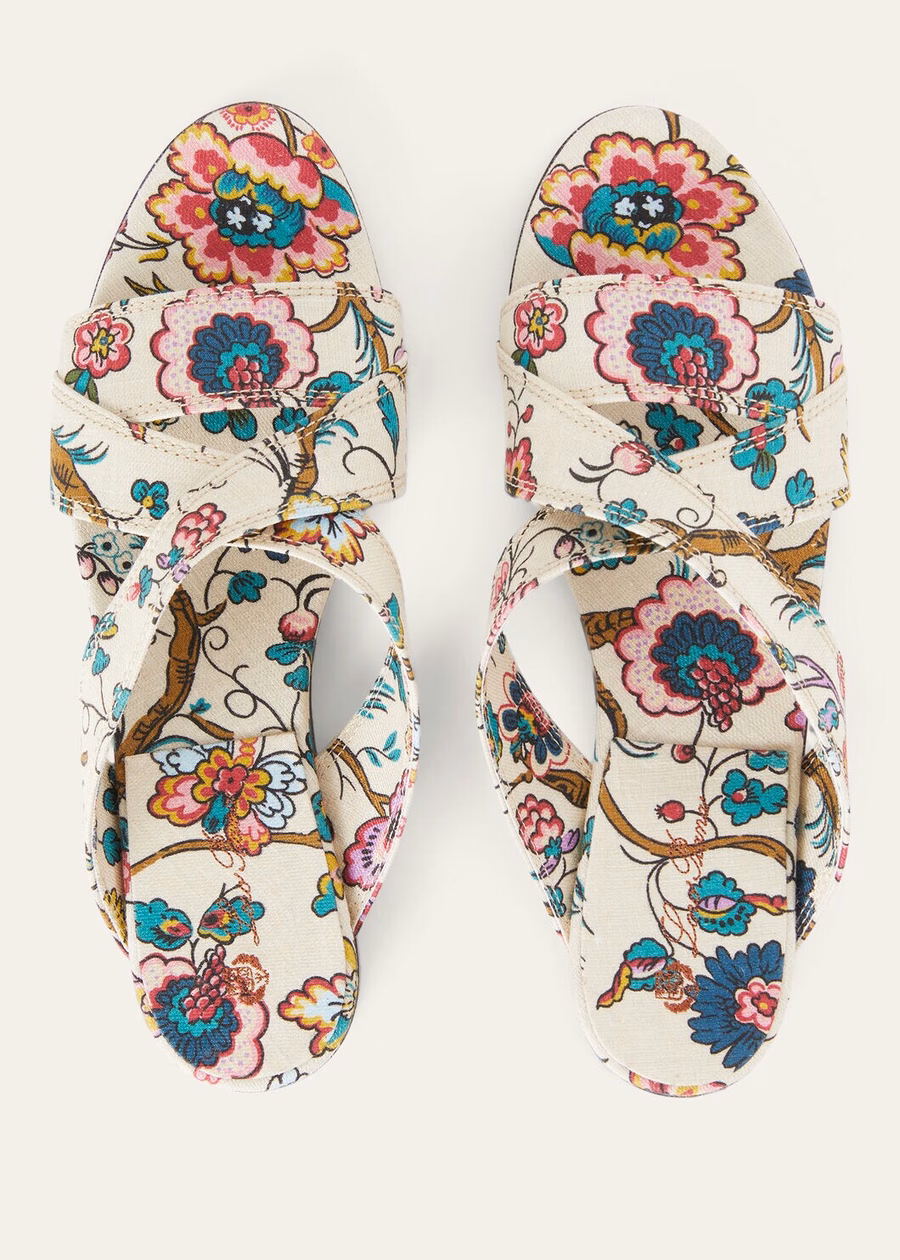 Yuki Flat Mule Linen sandelhout/impressionistisch roze/honingcrème
