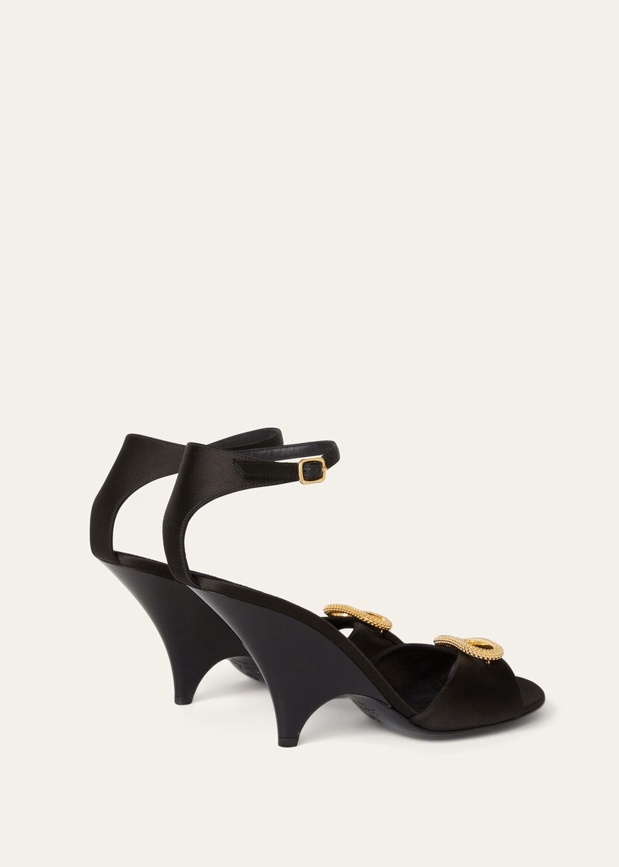 Olympia sandalen met hak, zijde, viscose, zwart