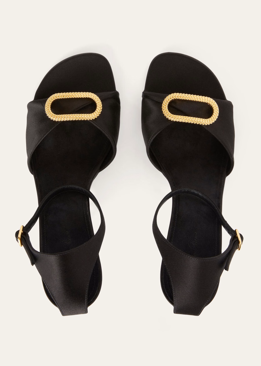 Olympia sandalen met hak, zijde, viscose, zwart