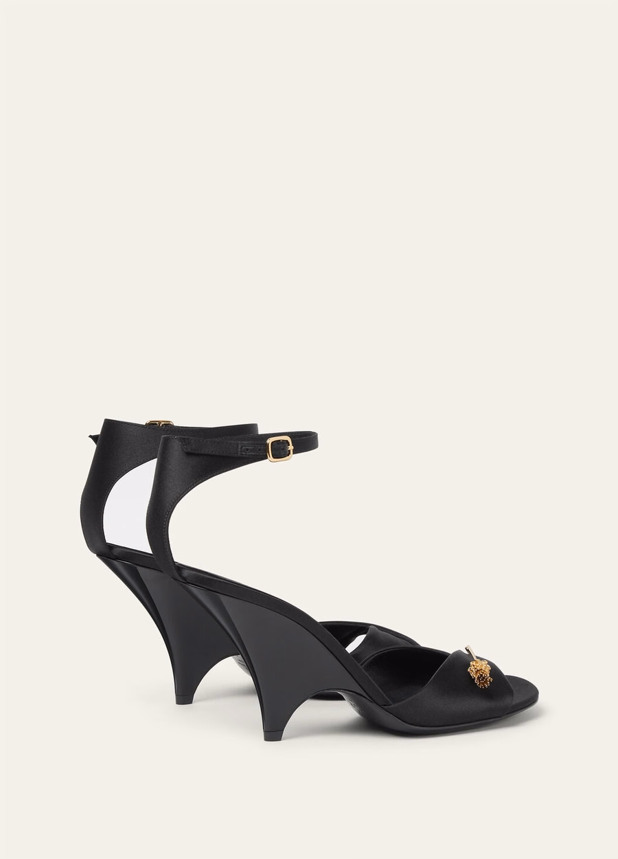 Olympia sandalen met hak, zijde, viscose, zwart