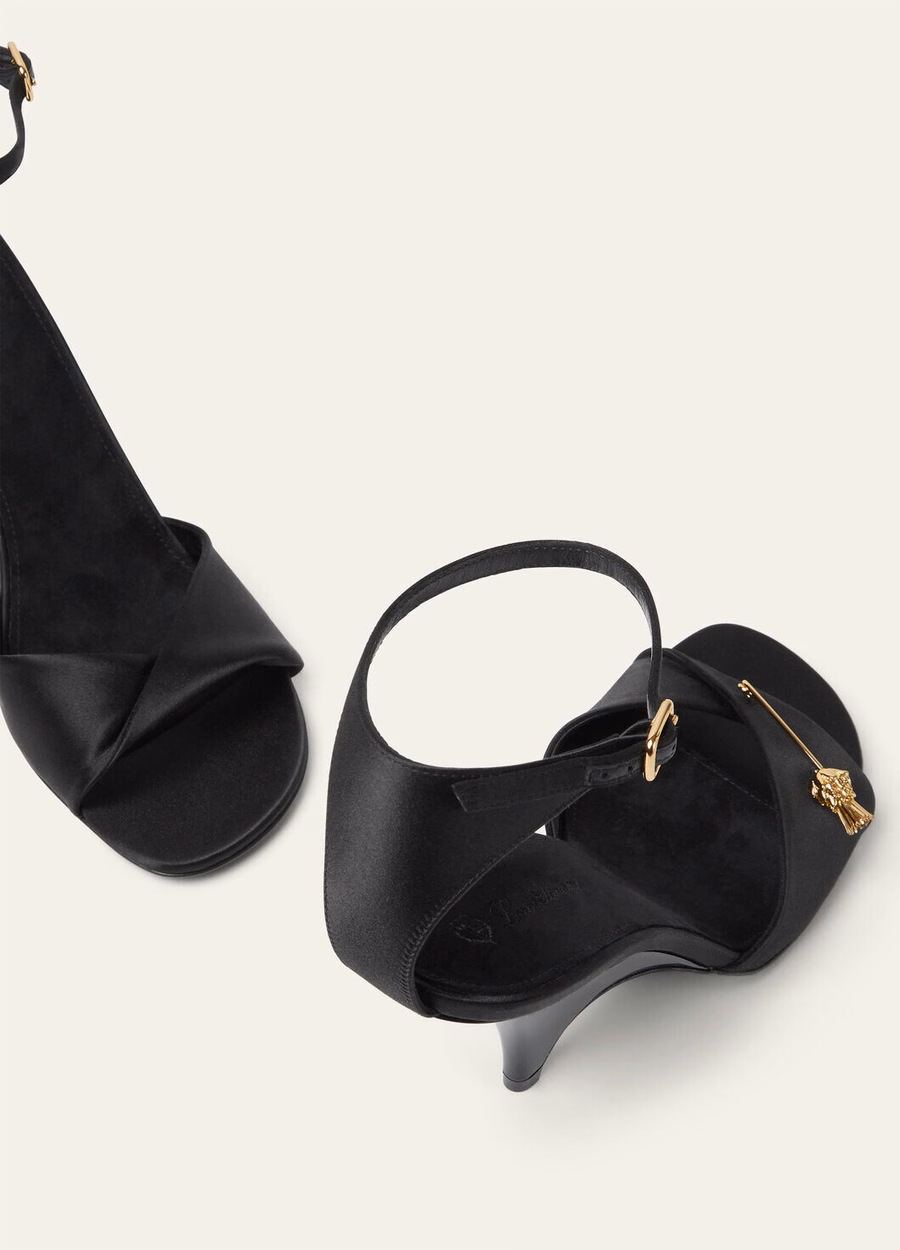Olympia sandalen met hak, zijde, viscose, zwart