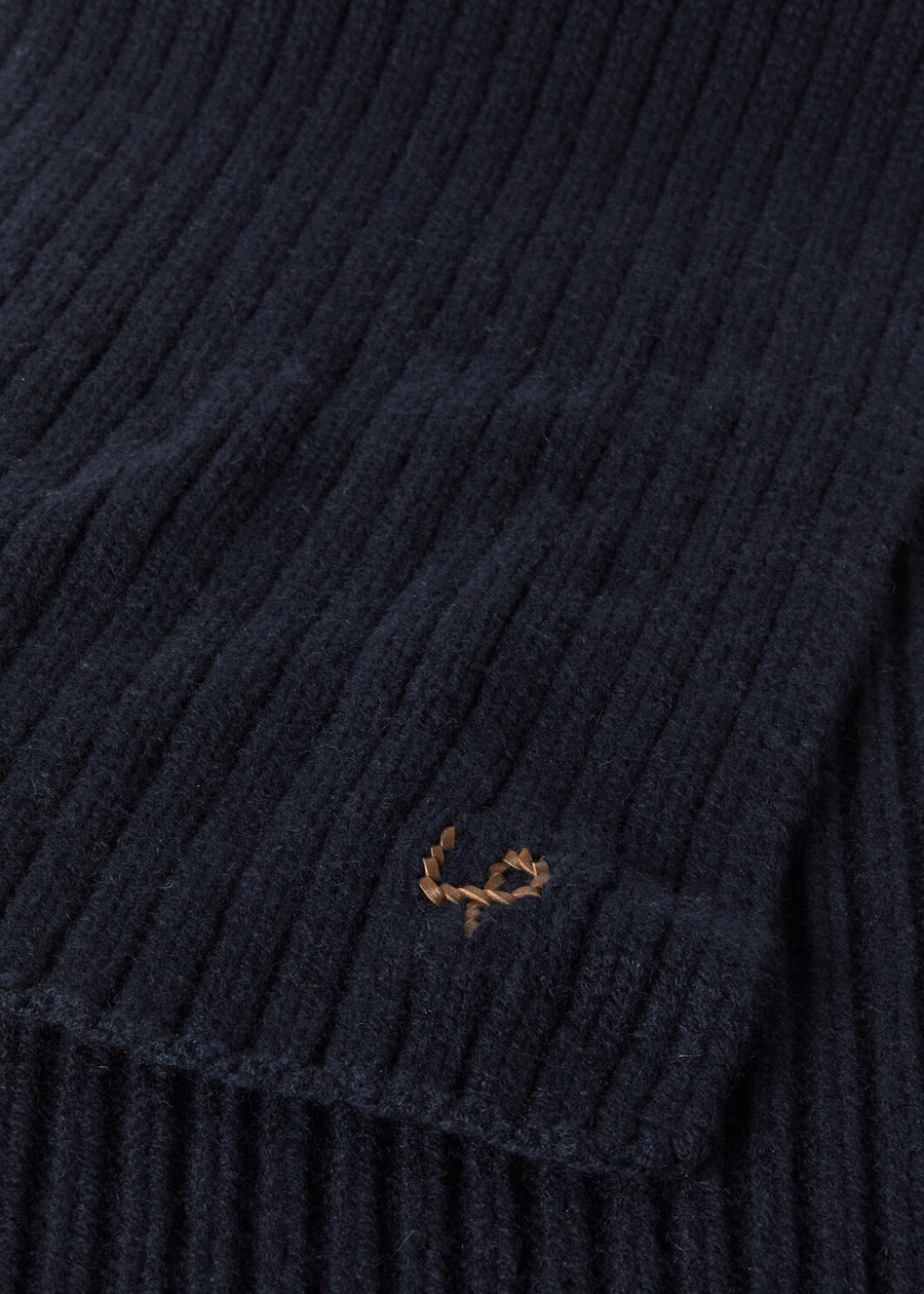 LP geribbelde sjaal marineblauw kasjmier
