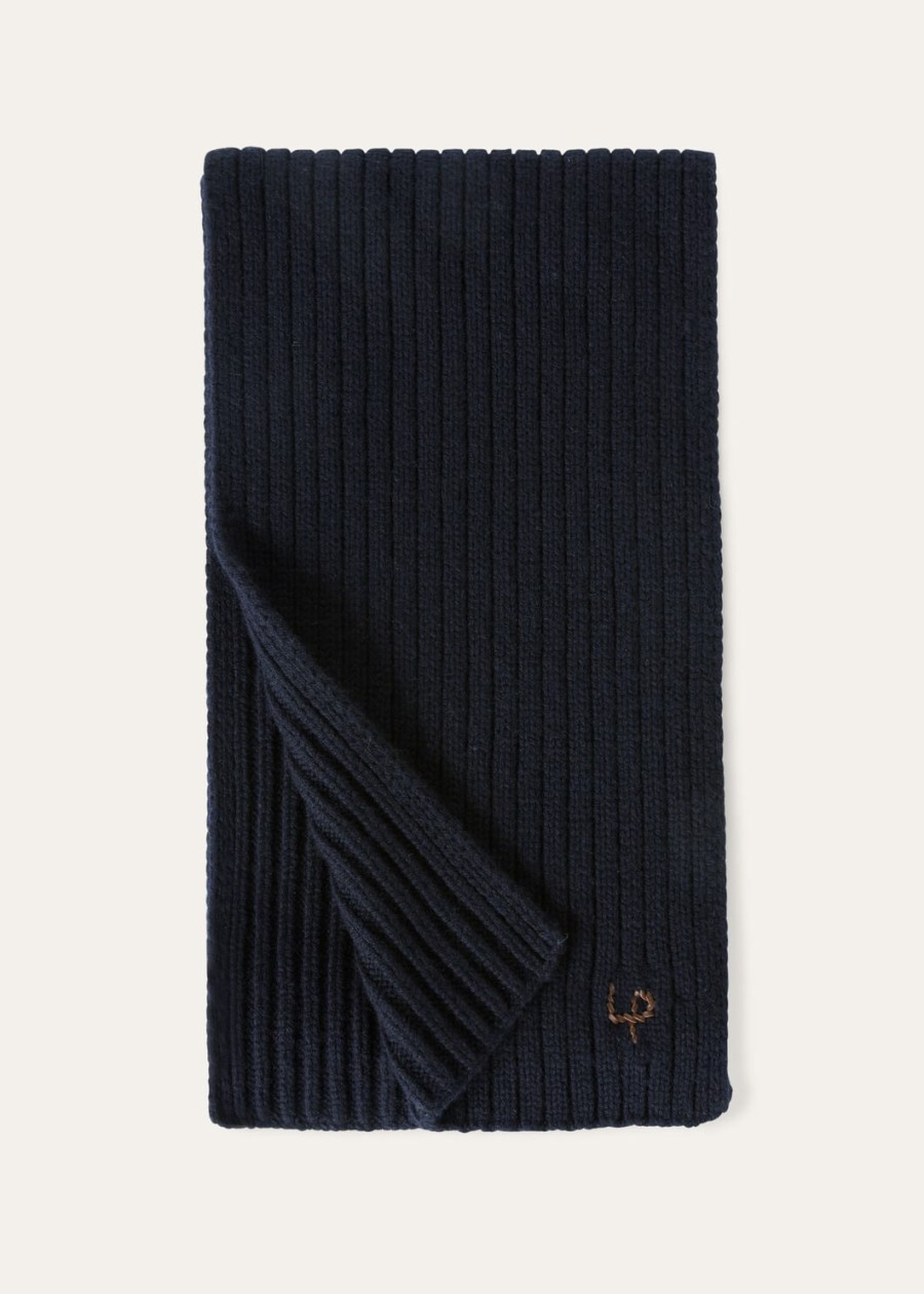 lp geribbelde sjaal marineblauw kasjmier