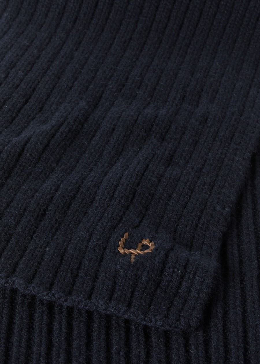lp geribbelde sjaal marineblauw kasjmier