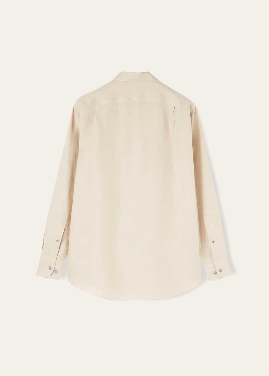 Andre Linen overhemd in aardse taupekleur