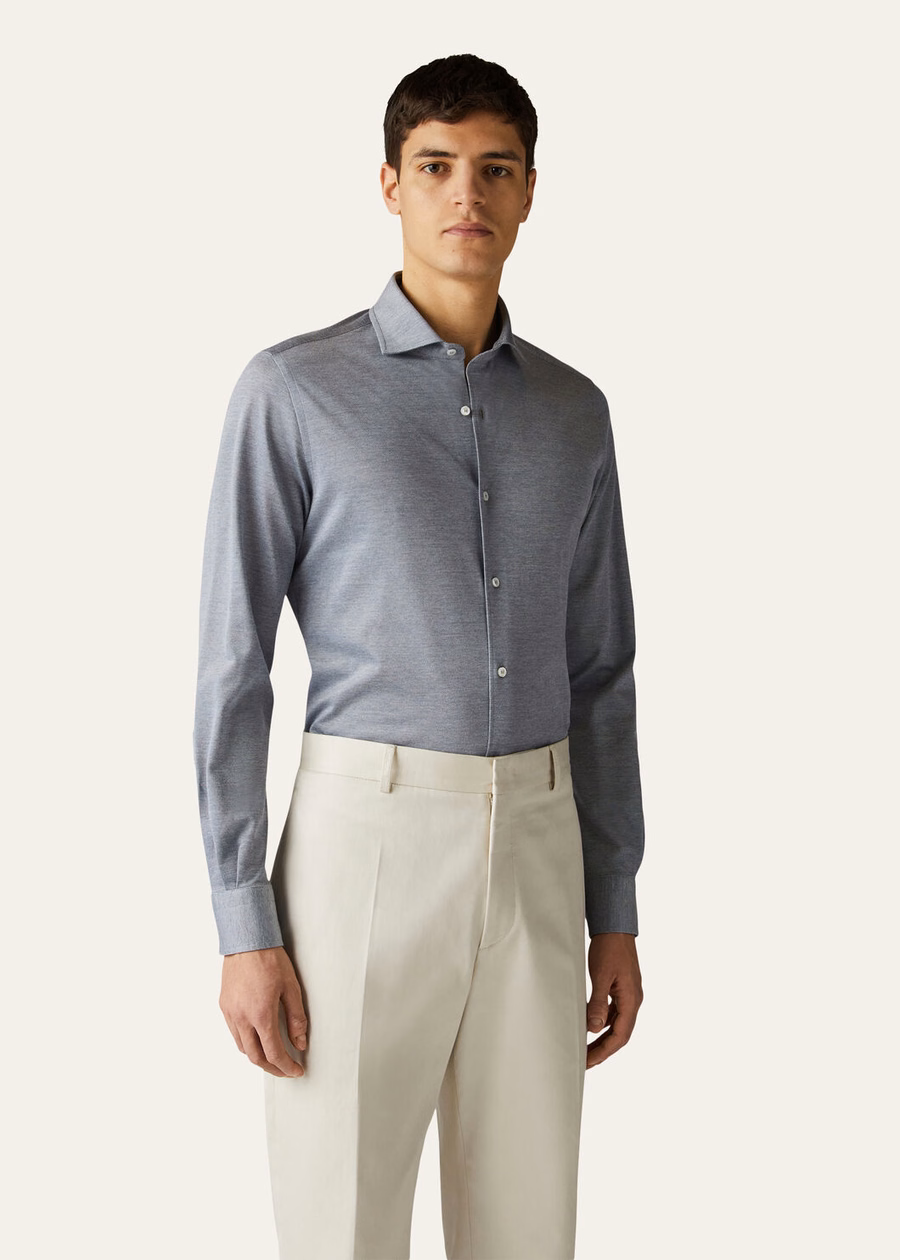 Andrew Cotton Quartz blauw shirt