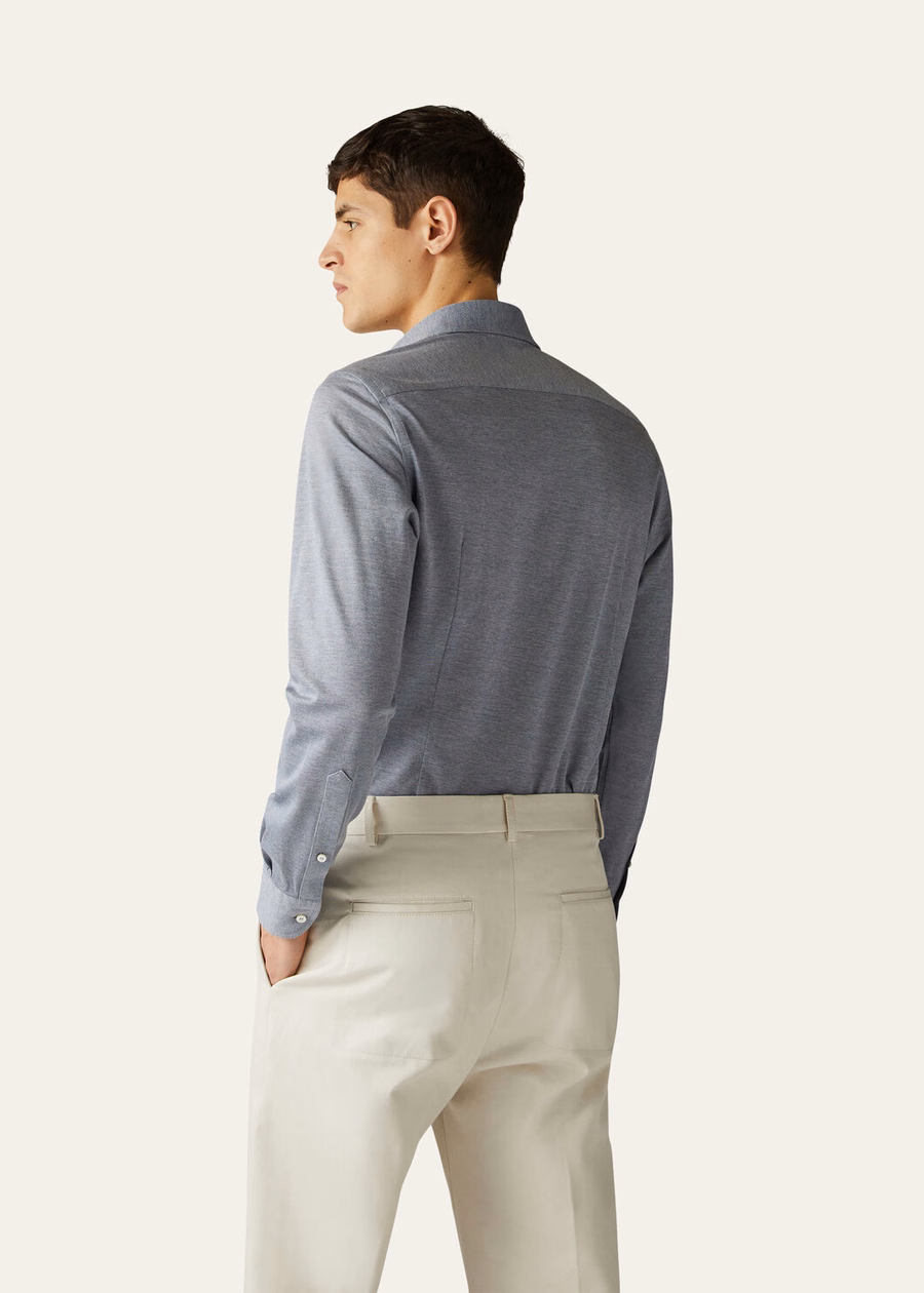Andrew Cotton Quartz blauw shirt