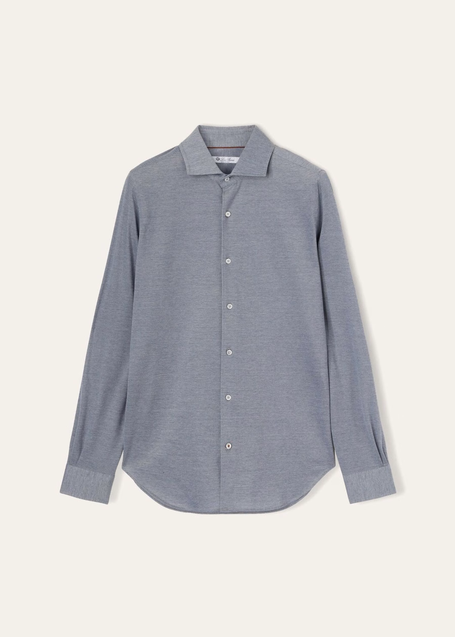 Andrew Cotton Quartz blauw shirt