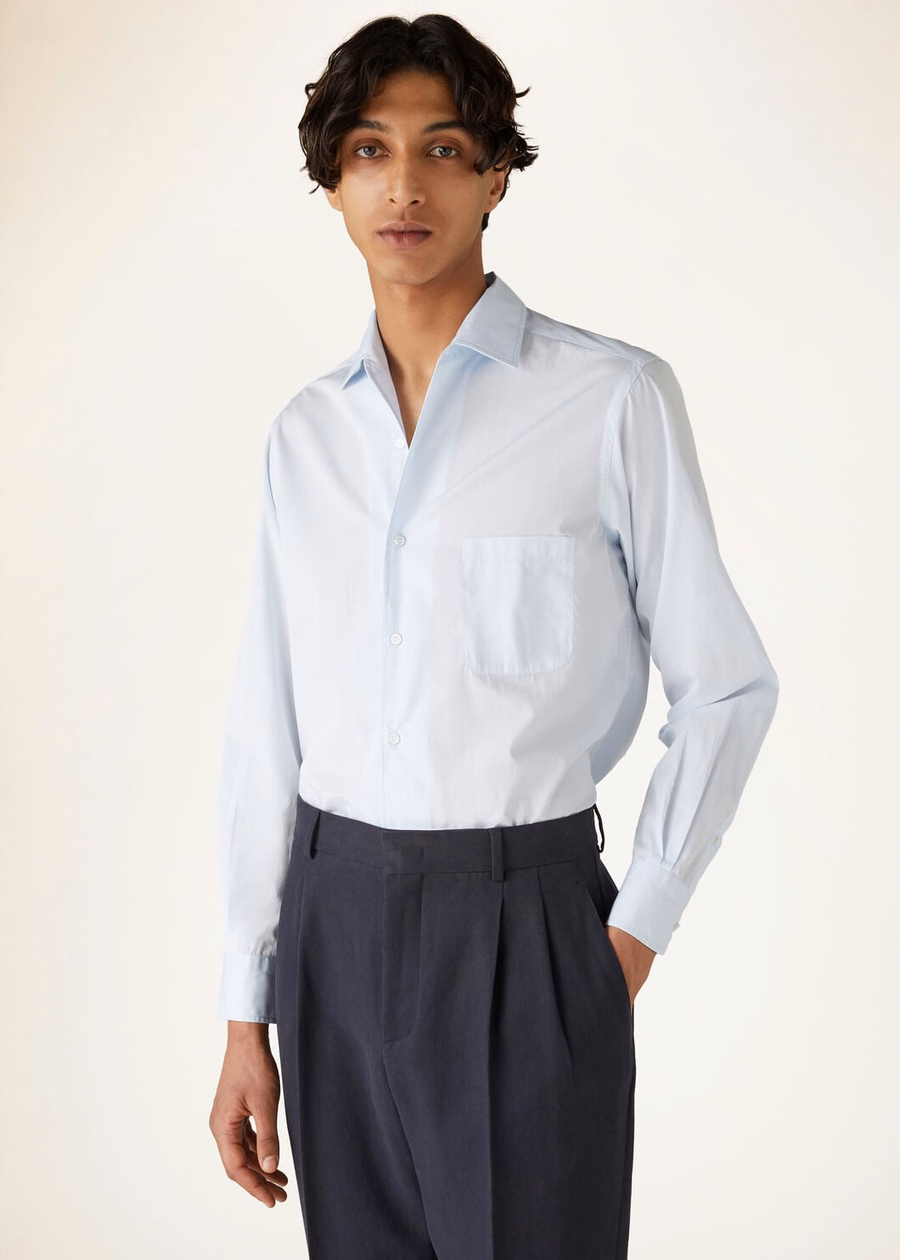 Andre katoenen shirt in azuurblauw