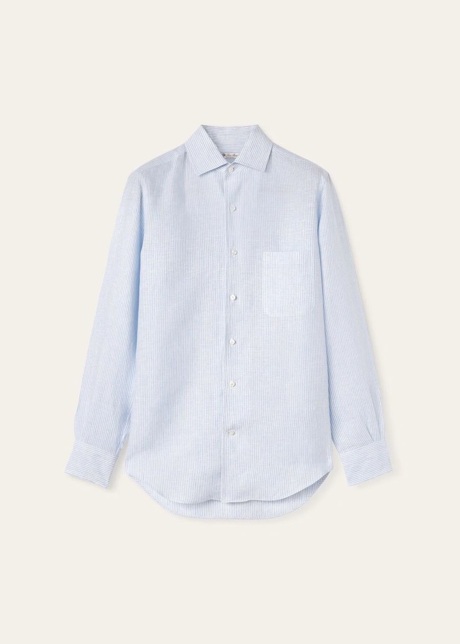 Andre-shirt in azuurblauwe microstrepen