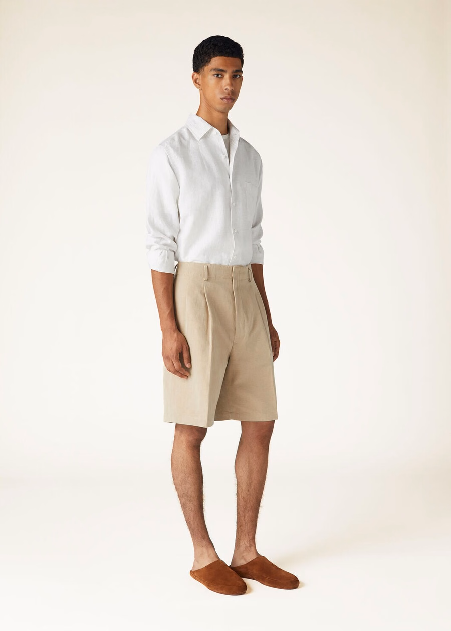 Andre-shirt in donker zand met microstrepen