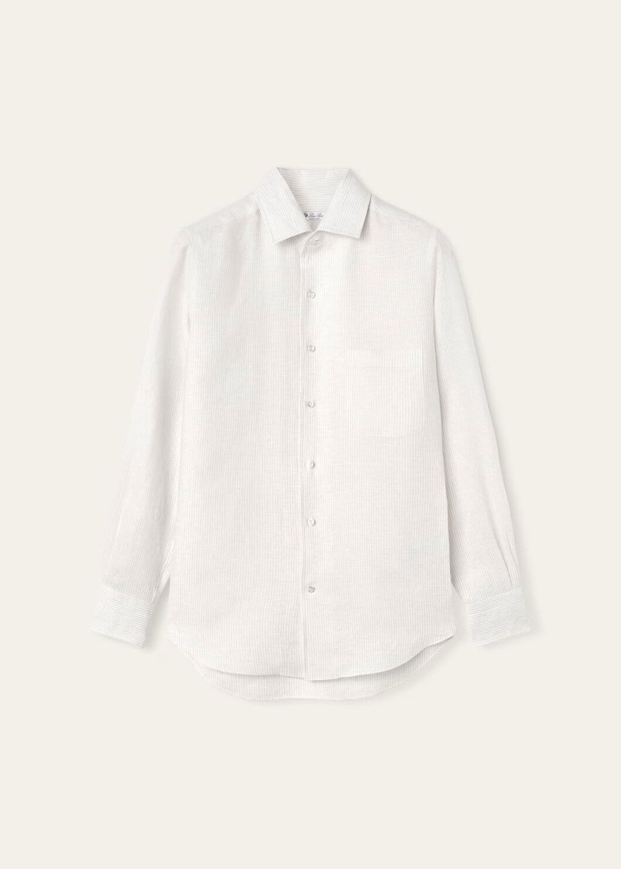 Andre-shirt in donker zand met microstrepen