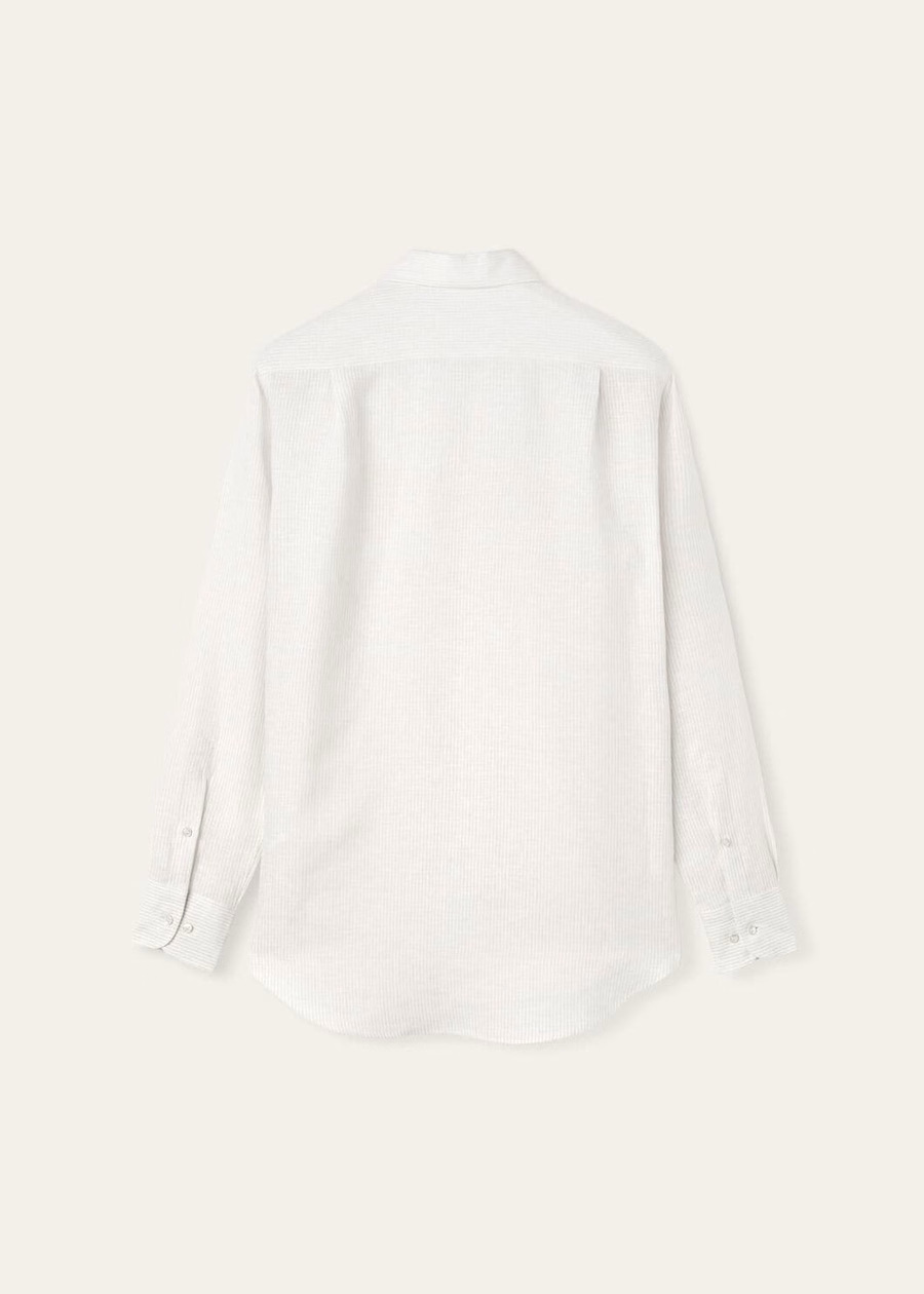 Andre-shirt in donker zand met microstrepen