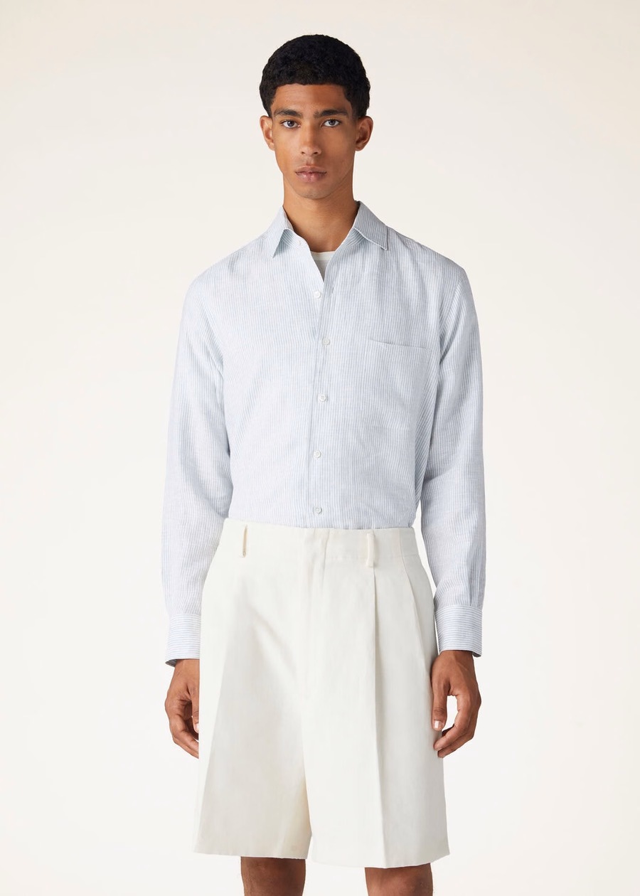 Andre-shirt in aqua microstrepen