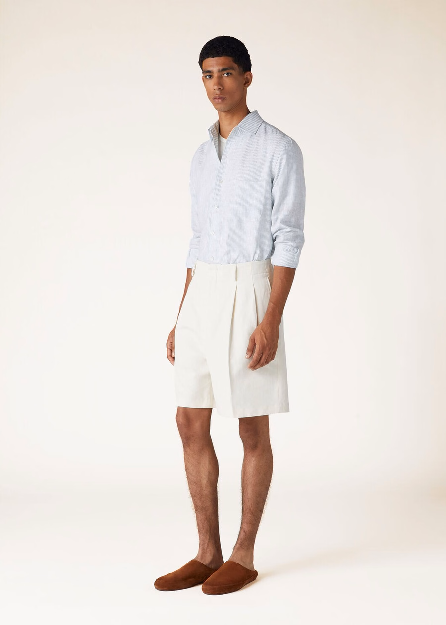 Andre-shirt in aqua microstrepen