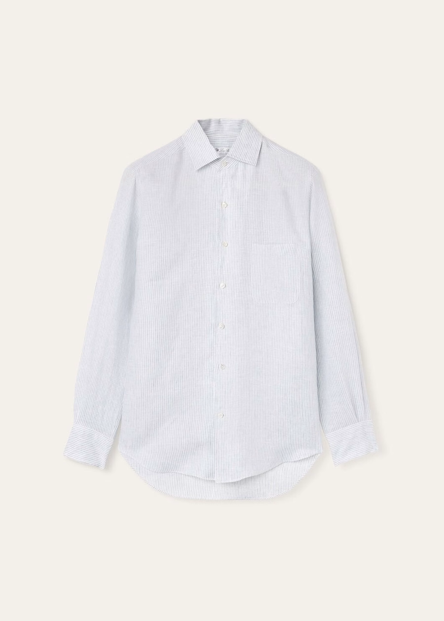 Andre-shirt in aqua microstrepen