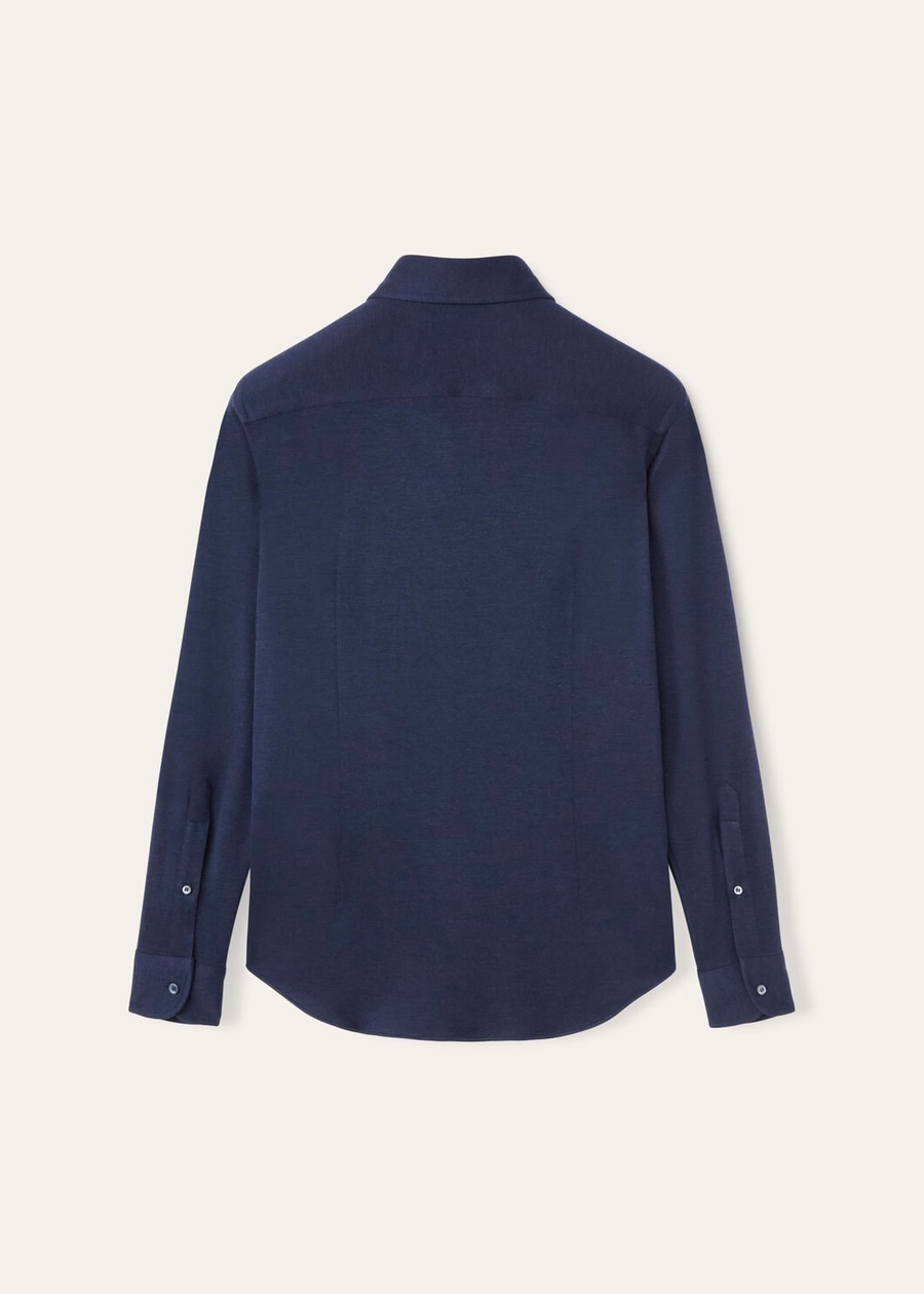 Andrew zijden kasjmier overhemd met ombrepatroon in blauw