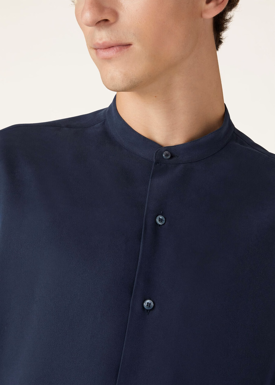 Elia zijden overhemd in marineblauw