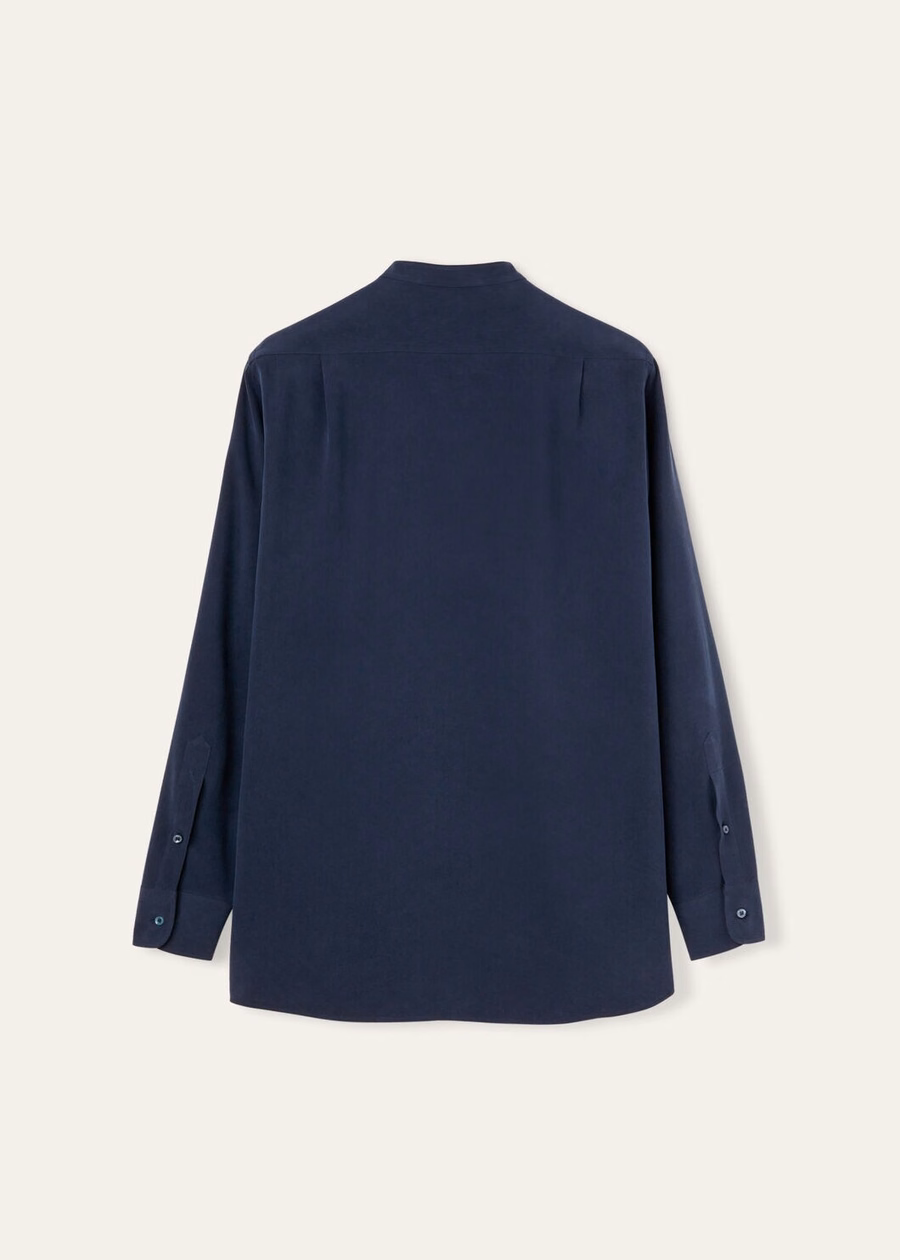 Elia zijden overhemd in marineblauw