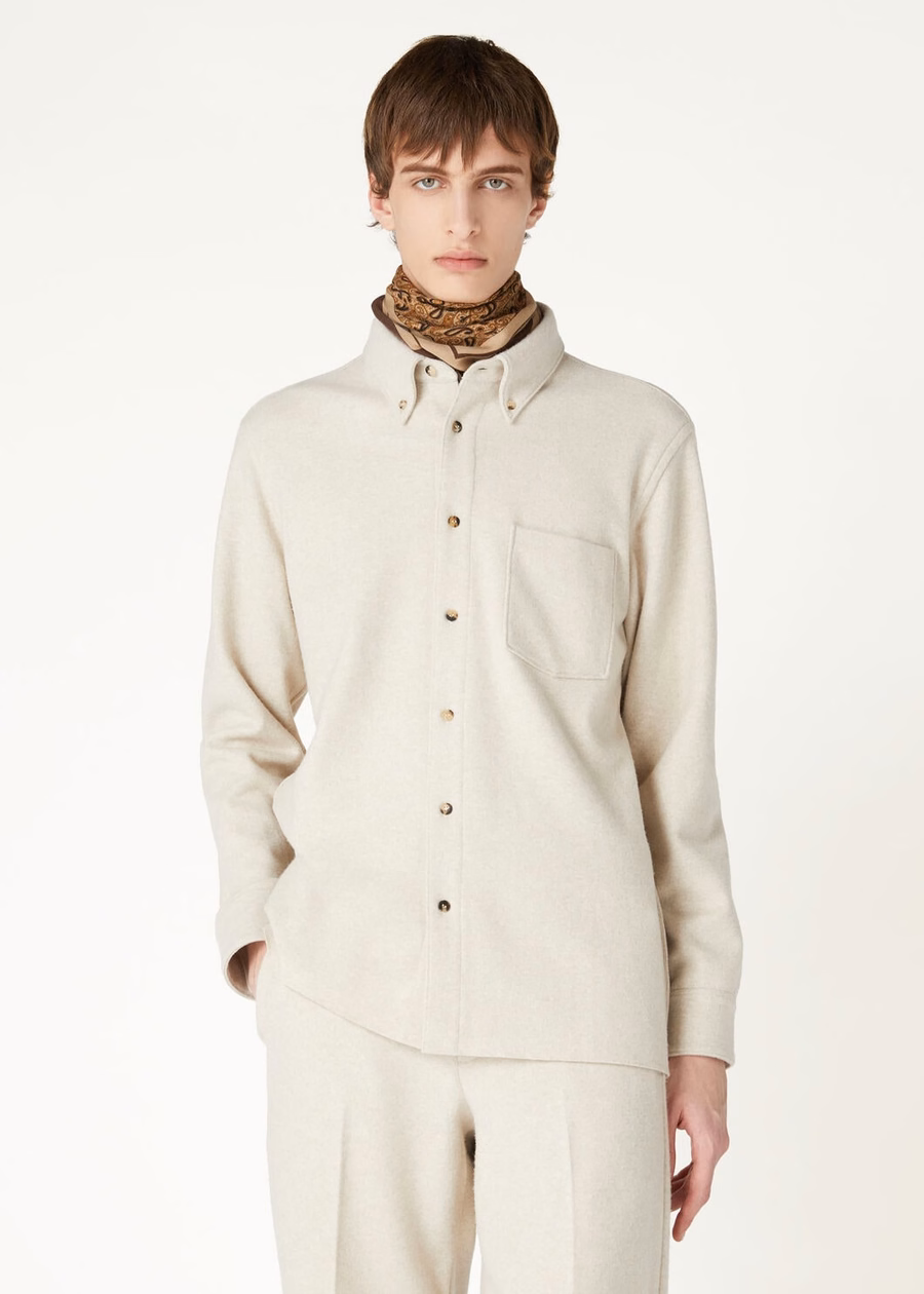 Breia Cashmere Wish® wollen shirt in crèmekleurig zand