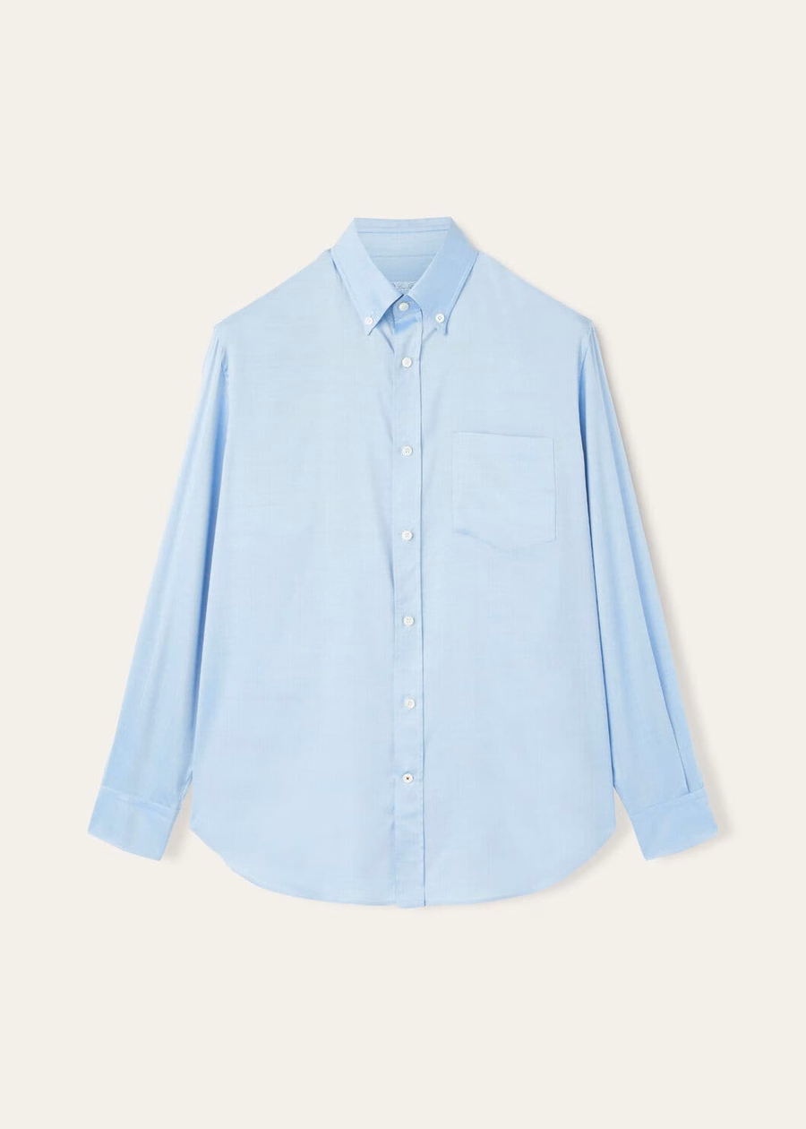 Elia shirt, blauw zijden laken