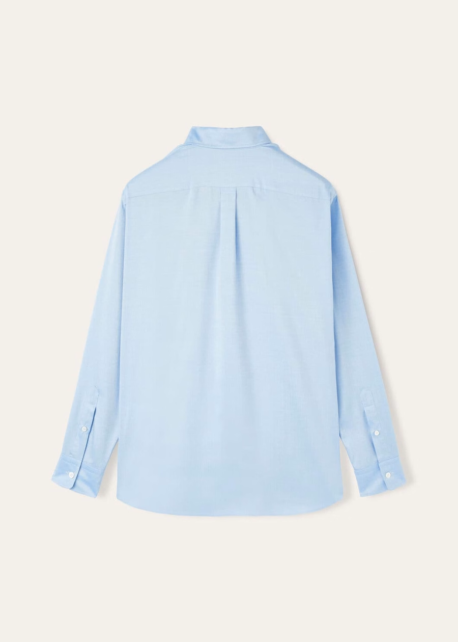 Elia shirt, blauw zijden laken