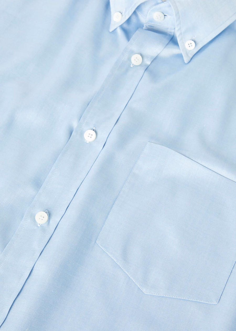 Elia shirt, blauw zijden laken