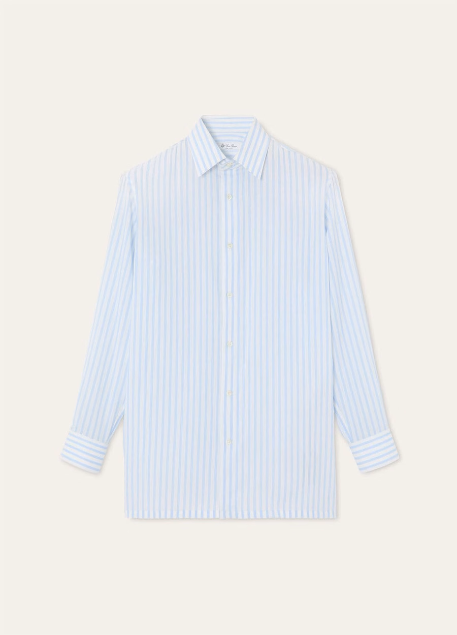 Filippo zijden overhemd van zuivere scheerwol, wit en blauw geruit.