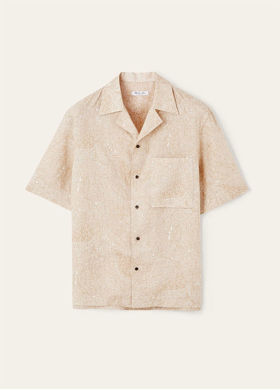 Federico shirt in amberkleurige melk/pijnboompit