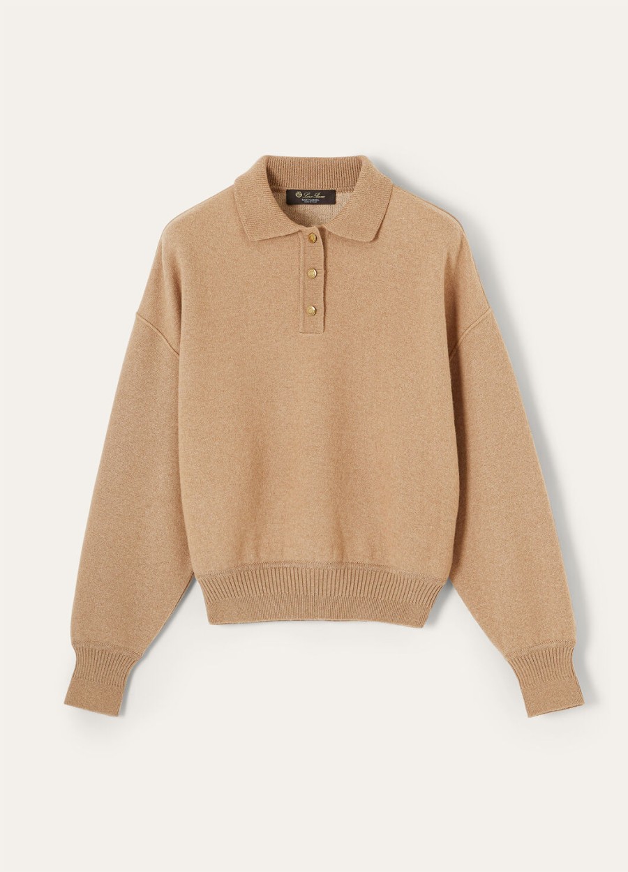 roccapietra polo sweatshirt camel lichtbruin